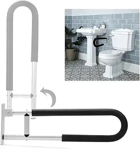 KUAFU 23.6 Inch Handicap Grab Bars Flip Up Folding Toilet Grab Bar Rails