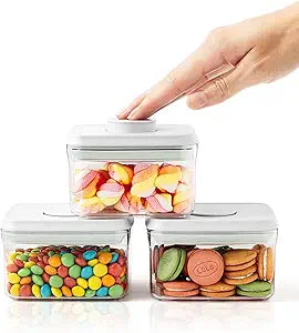 0.6 Qt Airtight Snack Containers, 3 Pack Small Pop Top Pantry Jars