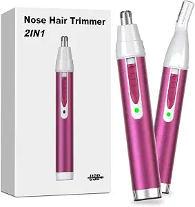 Ginity Nose Hair Trimmer for Women,2026 Rechargeable Professional 2 in 1 Painless Eyebrow & Facial Hair Trimmer with Powerful Motor and Dual-Edge Blades Easy Cleansing Low Noise-Magenta