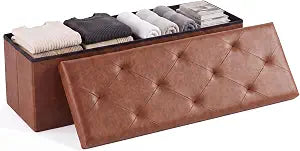 DUMOS 43 Inch Folding Storage Ottoman, Large Ottoman with Storage for Home