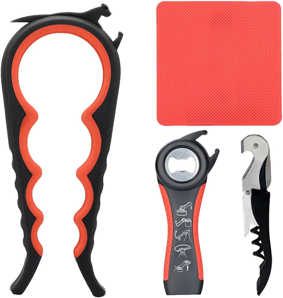 Jar Opener & Bottle Opener for Seniors with Arthritis, Weak Hands, 4-Pieces