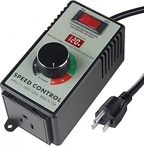 AC Motor Speed Controller for Brushed Motors - 120V 15A Variable Speed Control with LED Voltage Display & Overload Protection, Fan Speed Controller for Duct Fan, Exhaust Fan, Router, Drill