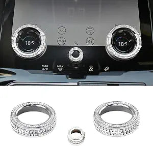 MICROCK Bling Accessories for Range Rover Evoque 2020-2022 and Velar 2018 2019 2020 2021 2022 Air Conditioner Switch knob Cover Rhinestone Crystal, 3pcs