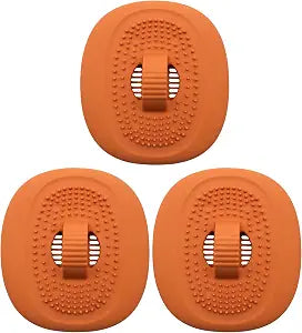 3 Pieces Sink Drain Strainer for Flip Stopper, Bathroom Sink Drain Stopper, Silicone Drain Plug for Hair Catcher and Debris, Anti-Clog and Easy Clean (Orange)