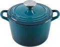 Flavehc Dutch Oven Pot with Lid 1.8 Qt Cast Iron Dutch Oven for Bread Baking, DarkCyan Enameled Cast Iron Rice Pot, Small Deep Dutch Oven for Rice, Beans & Side Dishes