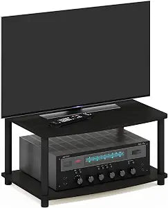 Furinno Turn-N-Tube TV Riser Stand, 2-Tier Small Elevated No Tools TV Stand, Console for TV up to 32 inch, 15.8 x 23.8 x 11, for Living Room, Bedroom, Espresso