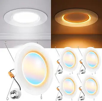 Sunco 4 Pack 6 Inch Retrofit LED Recessed Lights with Night Light, 5CCT