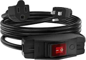 Joinfworld Switched Extension Cord 8 Ft Outdoor 14AWG 3 Prong Extension Cord with Switch On/Off 15A 125V Waterproof Lighted Inline Power Switch for Electrical Equipment