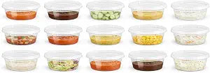 8 oz [15 Pack] BPA Free Plastic Deli Food Storage Containers with Lids