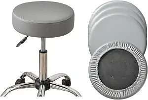 HAOYONG Round Bar Stool Covers Set of 4 Waterproof PU Barstool Seat Covers Stretch Barstool Slipcovers Bar Chair Covers with Non Slip Bottom for 12-15 Inch (Grey, Set of 4)