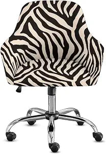 Talayituse Zebra Stripe Print Fitness Curved Back Dining Chair Covers, Stretch Chair Covers for Dining Chairs with Arms, Swivel Armchair Cover Office Desk Chair Covers Bar Stool Seat Covers