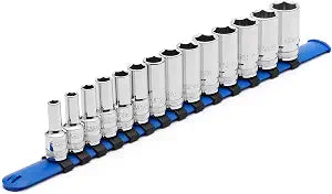 CASOMAN 14PCS 3/8" Drive 6 Pt. Mid-Length Socket Set, Metric, 6, 7, 8, 9, 10, 11, 12, 13, 14, 15, 16, 17, 18, 19 mm, Mirror Chrome Finish