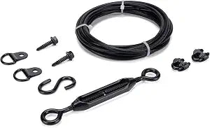 HILLMASTER Durable Anti-Sag Gate Kits for Wooden Fence, Gate Support Cable Kit in Zinc, Anti-Sagging Fence Gate Kit Steel, Wood Door Repair Kit for Outdoor, Black