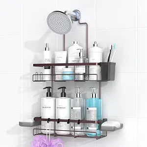 Hanging Shower Caddy Over Showerhead - Rustproof No Drill Shower Organizer