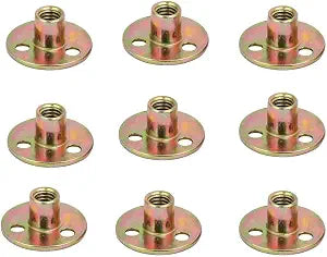 Socell 5/16"-18 T Nuts Brad Hole Carbon Steel Round Base Screw-in T-Nuts Furniture Hardware Flange Insert Female Thread T-Nut 5/16"-1812pcs