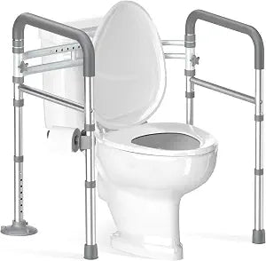 Soundfuse Toilet Safety Rails for Seniors, Adjustable Toilet Handles for Elderly and Disabled, Foldable Handicap Toilet Safety Frame Fit Any Toilets (350 LB)