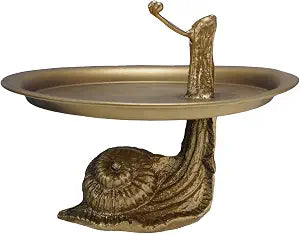 Creative Co-Op Decorative Metal Tray with Snail Shaped Stand, Gold Finish