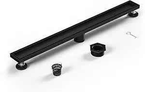 Linear Shower Drain 28" Matte Black 304 Stainless Steel | Fast Drainage | Tile Inserted | Stainless Floor Drain Grate | Hair Strainer | Drain Key | The Upgrade for Your Bathroom