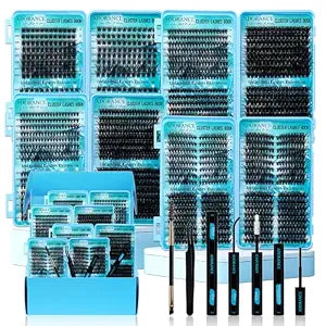Adorance Lash Clusters Kit with Spikes+Cat Eye Cluster Lashes Mixed Length and Volume D Curly 2208pcs Individual Eyelash Extension with Bond&Seal Tweezers and Remover Small Brush pestaï¿½ï¿½as post