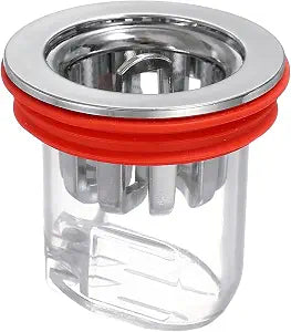 uxcell 3Pcs Odor Proof Floor Drain, ABS Floor Drain Cover Shower Plug Drain Backflow Preventer Suitable for 1.3-1.9" Caliber Pipes Tubes Bathroom Kitchen, Red Silver/Transparent