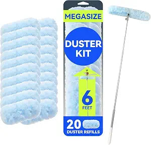 6 ft Duster Extended Handle with 20 Pcs Duster Refill for Swiffer