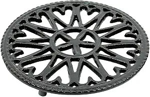 Minuteman International C-33BK Sunburst, woodstove Tabletop cast Iron Trivet, 7" Diameter, Black