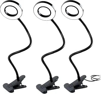 Clamp on Lamp, Desk Lamps, 8W Clip Light, Warm & Daylight & White Light 3 Colors, 10 Dimmable Illumination Modes (3 Pack)