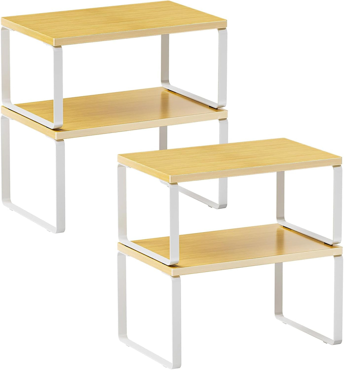 LAMU Cabinet Organizer Shelf, Set of 4 Stackable Spice Rack