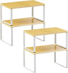 LAMU Cabinet Organizer Shelf, Set of 4 Stackable Spice Rack