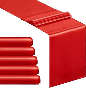 Red Satin Table Runners 12x108 inch 5 Pcs Bright Satin Silk Fabric