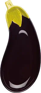 Now Designs Eggplant Collection Stoneware Dish, Eggplant Shaped, W4.5 x L10.25in, Dishwasher & Microwave Safe