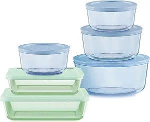 Pyrex Colors Tinted 12-Piece Small/Medium/Large Food Storage Container Set