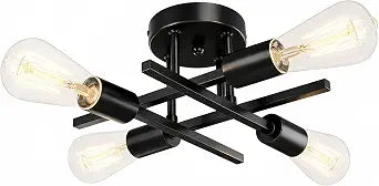 Phaosio 4-Light Semi Flush Mount Ceiling Light Fixture, Matte Black