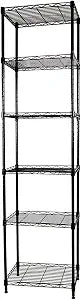SUNLPH 6-Tier Wire Shelving Adjustable Shelves Unit Metal Storage Rack for Laundry Bathroom Kitchen Pantry Closet Organization (Black, 16.6" L x 11.4" W x 64.6" H)
