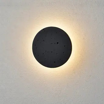Black Wall Sconce Indoor,Hallway Sconces Wall Lighting Round,Led Cement Wall Lamp Hardwired,Minimalist Wall Mount Light Flat Design,Modern Sconces Lighting for Bedroom,Living Room,12w 3000k,Warm White