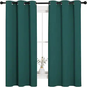 NICETOWN Thermal Insulated Solid Grommet Blackout Curtains/Drapes/Panels for Dining Room (Hunter Green, 1 Pair, 42 by 63-Inch)