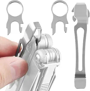 [2-Pack] 2 Quick Release Pocket Clips + 2 Lanyard Rings Compatible With Leatherman Wave & Charge MultiTools - Stainless Steel Deep Carry Pocket Clip Won't Bend or Snap - Install or Replace In Seconds