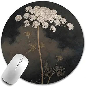 Vintage Dark Flower Mouse Pad, Moody Wildflower Dark Botanical Cottagecore Mouse Pads for Wireless Mouse Computers Laptop Desk Accessories, Aesthetic Office Supplies,7.9x7.9 Inch