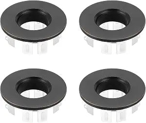 PATIKIL Sink Overflow Ring, 4 Pcs Bathroom Sink Overflow Drain Cover Sink Basin Trim Insert in Hole Round Cap for Bathroom Kitchen Basin Wash Basin, Black