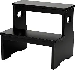 Two Step Stool for Adults and Kids, 450lbs Heavy Duty Step Stool, Bamboo Step Stool for High Beds, Portable Helper Step Stairs for Kids, for Kitchen, Bathroom, RV, Bedside Step Stool, Black