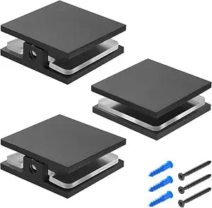 3 Pack Solid Brass Glass Clamp 50x50mm Square Matte Black