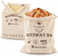 XL Beeswax Bread Bags, 2 Pack, Rusable Zippered Sourdough Storage