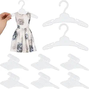 60 Pcs Doll Clothes Hangers for 18 inch Dolls,White Sturdy Non-Bend Non-Slip Clips Clothes Hanger Space-Saving Wardrobe Hanger for Girl Dolls Gown Dress Outfit Dollhouse Furniture Accessories