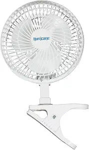 Hurricane Classic Clip Fan with Tilt, 2 Speeds, White, 6in