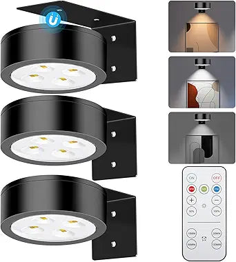 Picture Lights for Wall, 3 Lighting Modes Magnetic Art Display Light,Battery Operated Led Painting Light with Remote Control Dimmable & Timer,3Pack Black