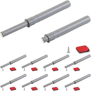 4.21" Push to Open Cabinet Hardware CBRIVE 10 Pack Push Latch & Lock for Hidden Door Touch Latches and Catch Push Release Drawer Pull Tip on RV Closet Strong Pop Out, Grey