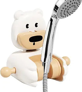 Adjustable Shower Head Holder  Cute Suction Wall Mount Bracket, Removable Handheld Showerhead Holder for Bathroom and Shower Wall, No Drilling (White)