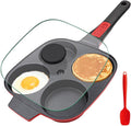 RANX INGST 4-Cup Egg Pan with Lid, Nonstick Omelette Skillet - Red