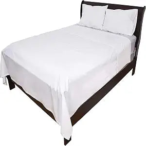 Pacific Linens 1-Piece Flat Bed Sheets - White Poly Cotton, 66 x104 inch Twin Size