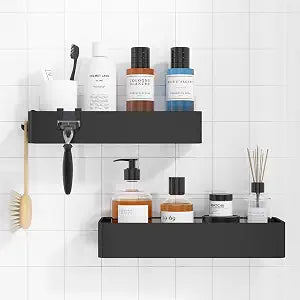 Kitsure Shower Caddy Adhesive, Stylish Shower Organizer, X-Large, Black